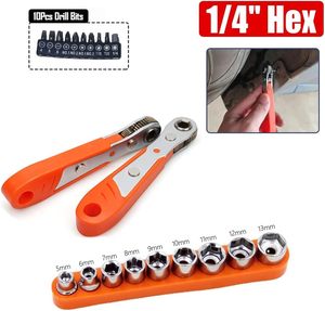 Llave hexagonal de doble trinquete, llave inglesa de 1/4 pulgadas, 36 dientes, mango bonito, broca de manga de reparación, destornillador de liberación Torx hexagonal - Product Image 2