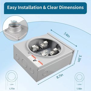 Compteur électrique chinois 100 A, base de compteur à 4 mâchoires, 600 V, monophasé, 3 fils, type anneau, contournement de la sonnette, alimentation aérienne et souterraine - Product Image 6