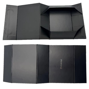 OEM Custom Luxury Mini <b>Boxes</b> Sturdy Matt <b>Black</b> 3C Luxury UV Logo Gift Packaging Magnetic Folding Box for Socks Embossing - Product Image 4