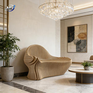 Banc de patio moderne en bois massif, forme ondulée, durable, mobilier d'extérieur pour jardin, bureau, espace public, sites sportifs, entrée - Product Image 3