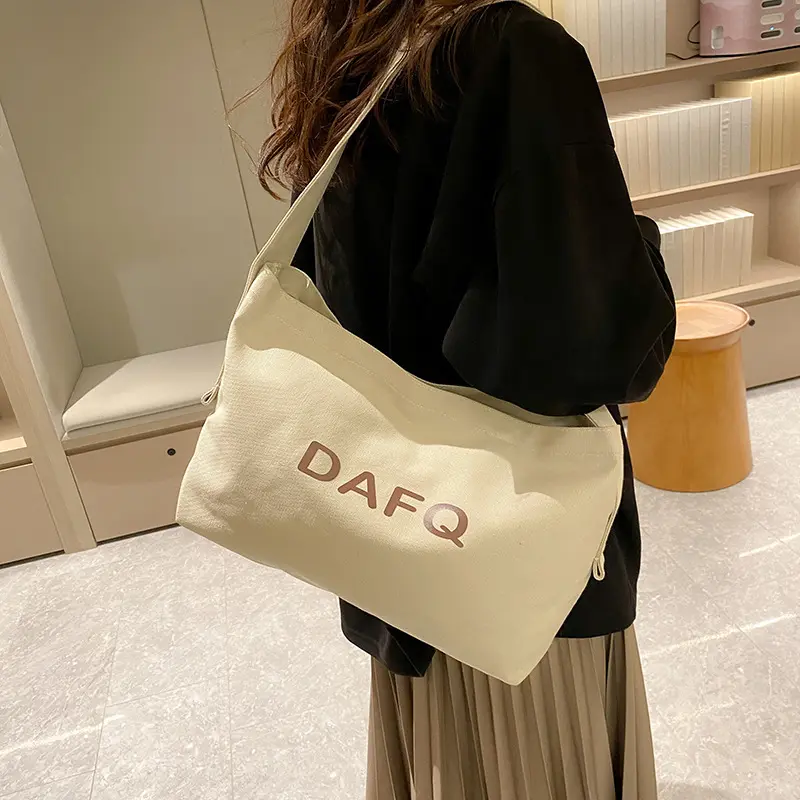 नई शैली आईएनएस अनुकूलित रंग पत्र विंटेज रेट्रो शोल्डर बैग उच्च क्षमता वाला छात्र शॉपिंग बैग कॉटन कैनवास टोट बैग