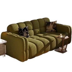 Cream Shaggy Sofa Three Seat Lounge Couch Modern Living Room Furniture for Apartment Bedroom Rental - Product Image 2