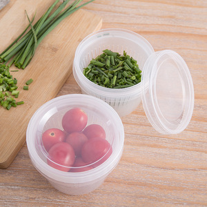 Conteneur de stockage alimentaire rond en plastique avec couvercle pour la conservation de la fraîcheur en cuisine, boîte multifonctionnelle pour légumes et fruits - Product Image 1