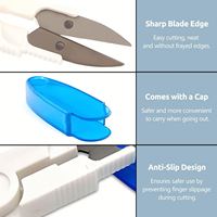 Petites ciseaux à fil en plastique en forme de U colorées, accessoire de couture quotidien pour la maison, avec couvercle transparent pour le fil et les travaux d'aiguille