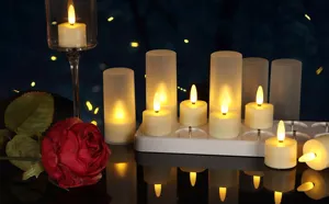 Vela LED de cera real para casamento, vela de fama elétrica com pavio móvel sem chama, ideal para peças centrais de casamento