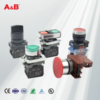Interrupteur à bouton-poussoir rouge A&B LA38-11 22 mm 1NO1NC 10A 660V à contact momentané, certifié CE RoHS ISO pour usage industriel