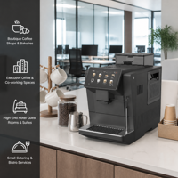 Machine à café électrique automatique PENMARCH, machine à expresso intelligente avec moulin intégré pour usage hôtelier, boîtier en plastique argenté