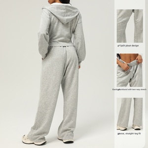 Nuovo Stile Abbigliamento Sportivo Autunno e Inverno, Completo Due Pezzi da <span class=keywords><strong>Donna</strong></span>, <span class=keywords><strong>Pantaloni</strong></span> Casual, Giacca con Cappuccio Larga, Set Fitness - Product Image 2