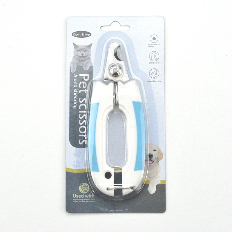 Coupe pour grand chien, blanc et bleu.