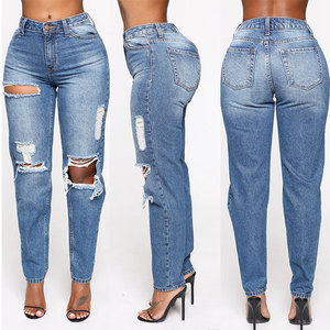 Vente en gros en usine Jeans tendance personnalisés pour femmes Jeans skinny à coupe droite déchirés pour femmes - Product Image 3