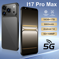 Smartphone 5G LTE I17 Pro Max 2025, écran 144Hz 7,3 pouces, appareil photo arrière 108MP, stockage 16 Go + 1 To, processeur Octa Core MTK, batterie 6000 mAh, Android
