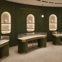 Vitrine de présentation de bijoux murale personnalisée avec façade en verre verrouillable, meuble de comptoir pour magasin de détail et vente en gros