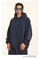 Sudadera con capucha lisa de estilo urbano, con efecto lavado a la piedra, de hombros caídos, holgada y extragrande para hombre