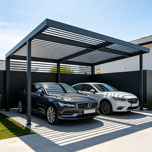 <span class=keywords><strong>Abri</strong></span> de stationnement extérieur moderne en aluminium à persiennes réglables, imperméable, coupe-vent et durable, pour grands SUV - Product Image 2