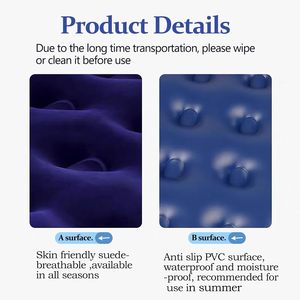 Full Size Air <b>Mattress</b> Portable Blow up Air Sleeping Pad with Flocked Top-Double <b>Foldable</b> Inflatable Bed - Product Image 2