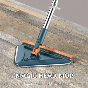 Mop piatto triangolare con manico lungo, asta telescopica, testa magica in microfibra per la pulizia di pavimenti, finestre e auto - Product Image 4