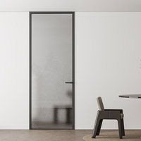 Portes françaises sur mesure en alliage d'aluminium avec panneaux de verre, étanches, design postmoderne, pour intérieur de salle de bain