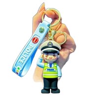Internet rouge trafic Police pompier mousqueton porte-clés Silicone écologique sac suspendus ornements armée jour dessin animé créatif