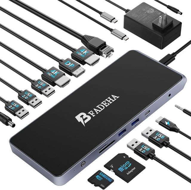 14 in 1 Aluminum Alloy Mini Portable USB Hub with for 2.0 LAN PD 100W Type C for Laptop/Desktop Computer in Stock