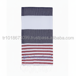 Mediterenean peshtemal-ขายส่งผ้าขนหนูชายหาดตุรกีสีแดงน้ำเงินธงชาติอเมริกันสีรุ้งทำในตุรกี - Product Image 1