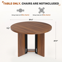 Table à manger ronde en bois massif convertible, faite à la main, au design moderne avec base unique, 4 places, pour la maison, l'hôtel et l'atelier