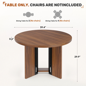 Modern Convertible Solid Wood Round Dining Table with Unique Split Base Design 4-Seater for Home Dining Room - Product Image 6
