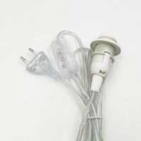 Prise transparente de spécification européenne + interrupteur transparent 303 + support de lampe blanc E14 à demi-étaiement avec anneau simple