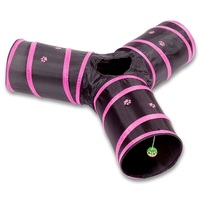 Terowongan Kucing Lipat Ramah Lingkungan Paw Print Feather 3-in-1 untuk Bermain di Luar Ruangan