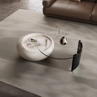 Table basse rotative rétractable style crème, cadre en bois, pour salon, luxe léger, haut de gamme, artistique, créative, en verre, italienne