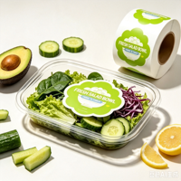 Aangepaste holografische, oliebestendige, duurzame, UV-bestendige etiketten voor fruit, groenten en verse sappen, milieuvriendelijke, waterdichte, zelfklevende stickers