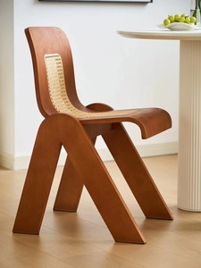 <span class=keywords><strong>Chaise</strong></span> tissée en rotin de café de <span class=keywords><strong>C</strong></span>-wabi Sabi de maison rétro de restaurant en bois massif créatif de concepteur nordique - Product Image 5