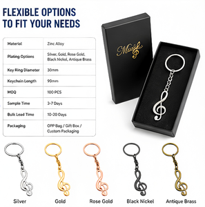 Porte-clés personnalisé en forme de clé de sol, symbole musical argenté, cadeau <span class=keywords><strong>pour</strong></span> <span class=keywords><strong>musicien</strong></span>, étudiant, professeur de musique, piano, violon, guitare - Product Image 3