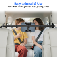 Support de tablette d'appui-tête de voiture en alliage d'aluminium à double tige réglable pour iPad 7-10.9 ".