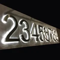 Custom Rvs Kleine Metalen 3D Spiegel Nummers Bewegwijzering Led Backlit Letters Borden Voor Winkel