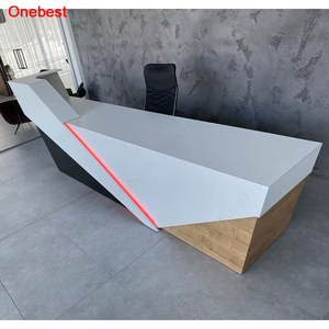 Pháp phong cách công nghệ corian bề mặt rắn đá tư vấn bàn LED ánh sáng nội thất văn phòng bảng tiếp nhận - Product Image 5