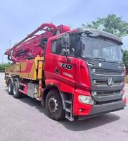Pompe à béton Sany 43m d'occasion, moteur diesel, modèle 2023, entièrement entretenue, hydraulique, stable, montée sur camion