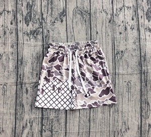 ชุดเสื้อผ้าสำหรับเด็กผู้ชายหัดเดินกางเกงขาสั้นลายสก็อตลายกวางสีเขียวลายพรางสำหรับ SS0648ออกแบบได้ตามต้องการ - Product Image 1