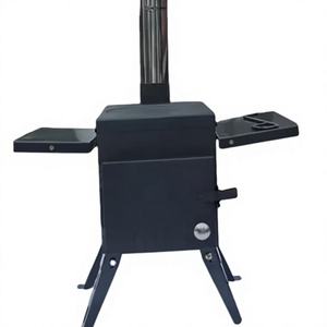 Poêle de camping à bois sécurisé pour tente avec cheminée amovible, pieds pliables et étagères latérales pour le camping en plein air, la pêche sur glace et le chauffage - Product Image 1