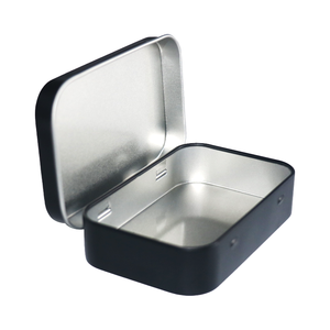 Commercio all'ingrosso piccola scatola di latta rettangolare scatola di metallo nero personalizzato scatola di latta alla menta scatola di latta con coperchio incernierato per caramelle lattine di metallo - Product Image 5