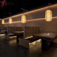 Lustre à abat-jour en rotin fait à la main, éclairage suspendu en bambou naturel pour hôtel, hôtel, hôtel, restaurant, bar, décoration de la maison