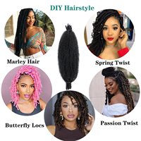 Cheveux Afro Torsadés Élastiques en Gros de 24 Pouces, Lots de 3 Tresses Marley pour Fausses Locs