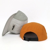 Topi Camper 5 Panel Pria dan Wanita dengan Logo Patch Karet Custom, Pinggiran Datar, Tepi Patch Tenun, untuk Camping, Outdoor, dan Hiking