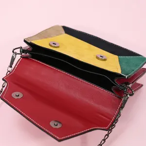 Bolsa carteiro de camurça para mulheres, bolsa feminina de luxo feita em couro com bloco de camurça, estilo carteiro e de mão
