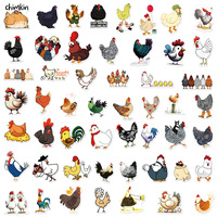 Autocollants de poulet de dessin animé, 50 pièces, adhésif créatif imperméable en PVC, valise décorative