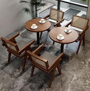 Silla de ratán de madera sólida, tavern, leche, té, cafetería, restaurante occidental, ocio, bar, mesa, combinación - Product Image 4