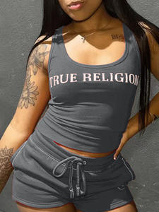 Abito estivo stampato alla moda europeo <span class=keywords><strong>e</strong></span> americano 2024 per donna Top <span class=keywords><strong>Blazer</strong></span> <span class=keywords><strong>e</strong></span> pantaloni con gilet <span class=keywords><strong>e</strong></span> Shorts da un Set con tasca - Product Image 3