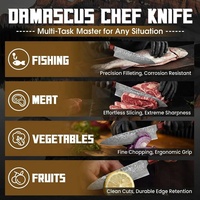 Couteau de chef japonais Damas, 67 couches d'acier VG10, 8 pouces, Gyuto, couteau de cuisine professionnel, manche en résine de bois, lame pleine longueur