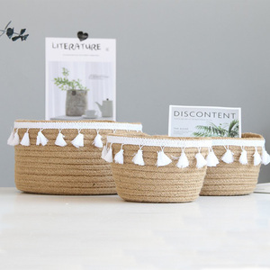 Vente en gros <span class=keywords><strong>de</strong></span> gros paniers <span class=keywords><strong>de</strong></span> rangement pour pain en coton tissé avec corde <span class=keywords><strong>décoration</strong></span> pour panier cadeau paniers <span class=keywords><strong>de</strong></span> rangement tissés - Product Image 3