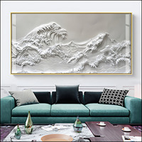 Canapé fond mur bleu vague Art ameublement peinture décorative haute définition impression cristal porcelaine peinture