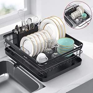 Escurridor de Platos con Bandeja de Drenaje para Encimera de Cocina, Escurridor de Platos Multifuncional Extensible para Usar Sobre el Fregadero - Product Image 1